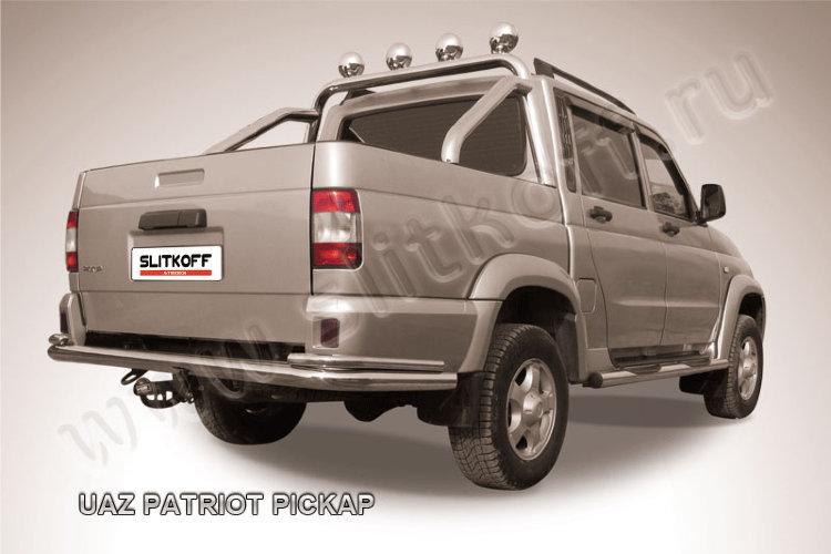 Защита заднего бампера d76+d42 двойная UAZ Pickup (2007)