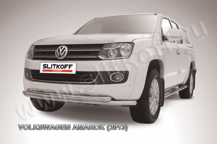 Защита переднего бампера d57+d57 двойная радиусная Volkswagen Amarok (2013)