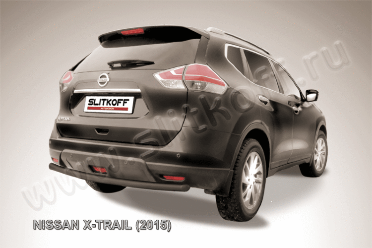 Защита заднего бампера d57 черная Nissan X-TRAIL (2015)