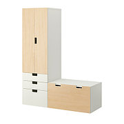 Шкаф детский д/хранен со скамьей СТУВА белый/ береза ИКЕА, IKEA