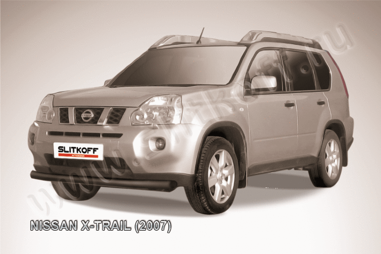 Защита переднего бампера d76 черная Nissan X-TRAIL (2007)