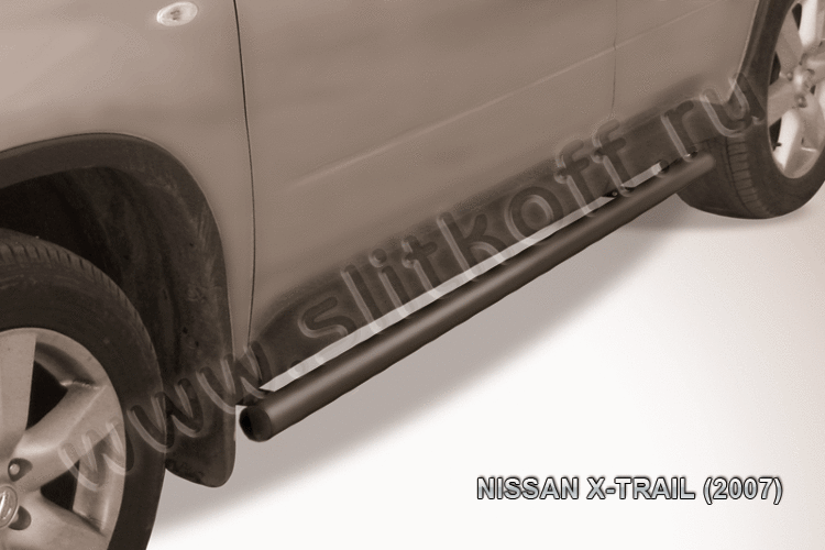 Защита порогов d57 труба черная Nissan X-TRAIL (2007)