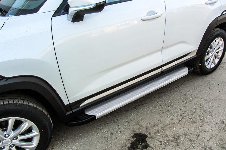 Пороги алюминиевые "Optima Silver" 1700 Changan CS35Plus (2019)