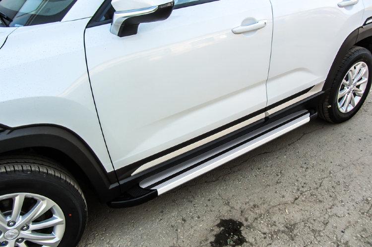 Пороги алюминиевые "Luxe Silver" 1700 Changan CS35Plus (2019)