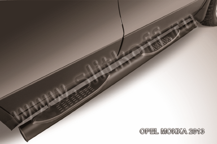 Защита порогов d76 с проступями черная Opel Mokka (2013)