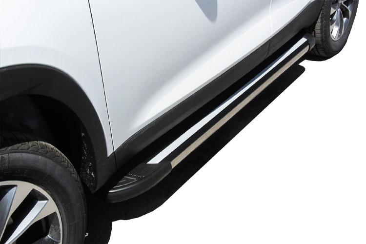 Пороги алюминиевые "Luxe Black" 1700 черные Chery Tiggo7