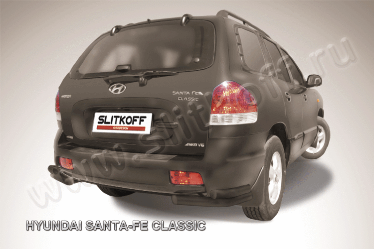 Уголки d57+d42 двойные черные Hyundai Santa Fe Classic (Таганрог)