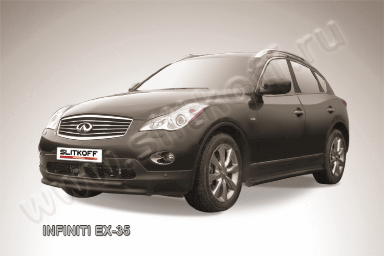 Защита переднего бампера d57+d57 двойная черная Infiniti EX-35
