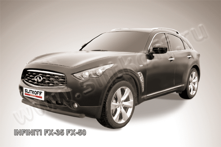 Защита переднего бампера d76 черная Infiniti FX-35; FX-50