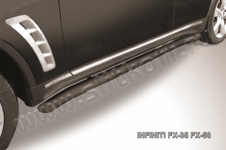 Защита порогов d76 с гибами черная Infiniti FX-35; FX-50