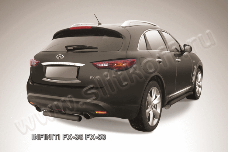 Защита заднего бампера d76 черная Infiniti FX-35; FX-50