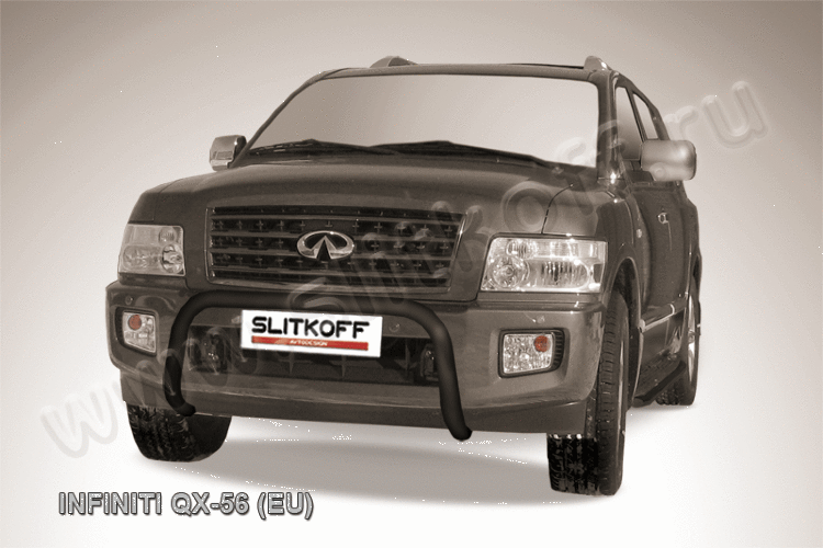 Кенгурятник d76 низкий "мини" черный Infiniti QX-56