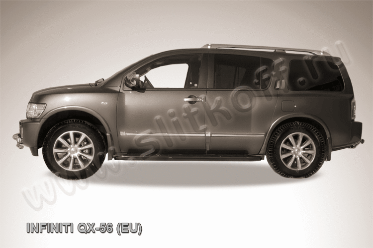 Защита штатного порога d42 черная Infiniti QX-56