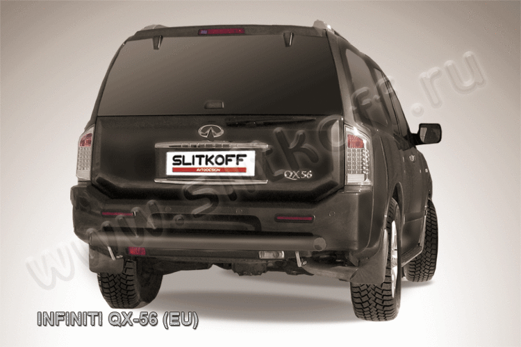 Защита заднего бампера d76 черная Infiniti QX-56