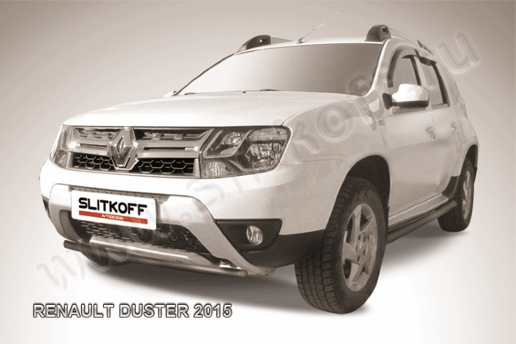 Защита переднего бампера d42 черная Renault Duster (2015)