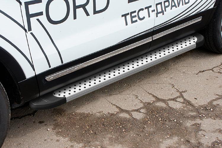 Пороги алюминиевые "Standart Silver" 1800 серебристые Ford Explorer (2018)