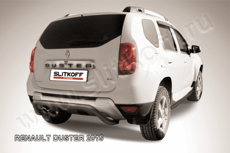 Защита заднего бампера d57 "скоба" черная Renault Duster (2015)