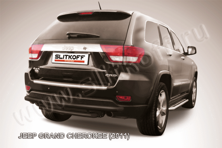 Защита заднего бампера d57+d57 двойная черная JEEP Grand Cherokee (2011)