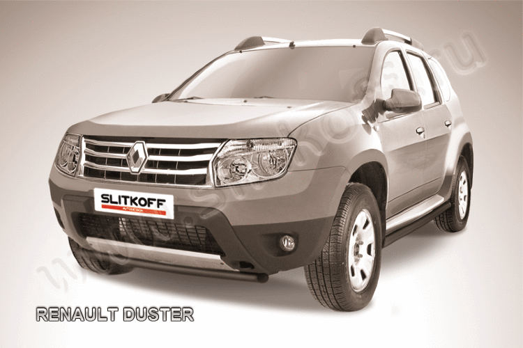 Защита переднего бампера d42 черная Renault Duster