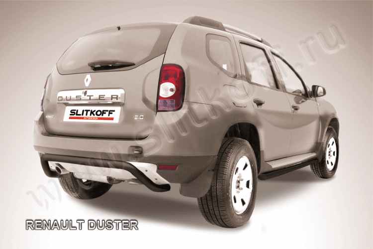 Защита заднего бампера d57 "скоба" черная Renault Duster