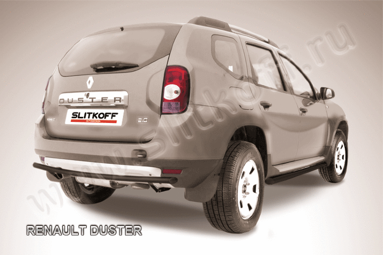 Защита заднего бампера d42 черная Renault Duster