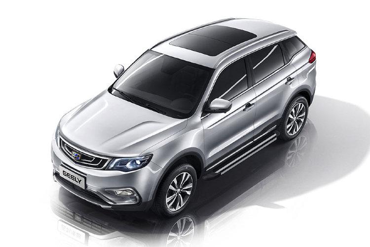 Пороги алюминиевые "Luxe Black" 1700 черные Geely Atlas