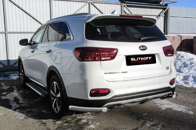 Уголки d57 серебристые KIA Sorento Prime (2017)