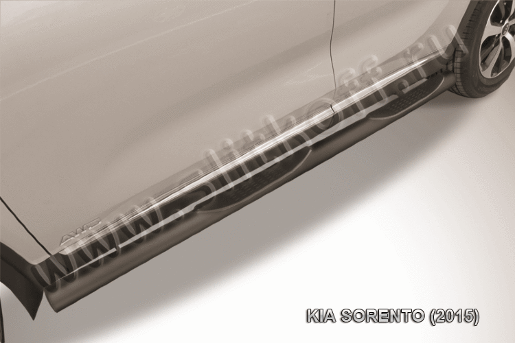 Защита порогов d76 с проступями черная KIA Sorento (2015)