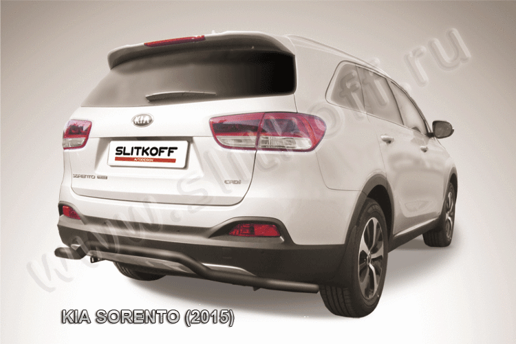Защита заднего бампера d57 "волна" черная KIA Sorento (2015)