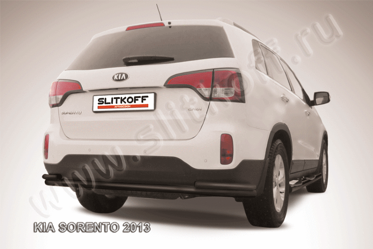Защита заднего бампера d57+d42 двойная черная KIA Sorento (2013)