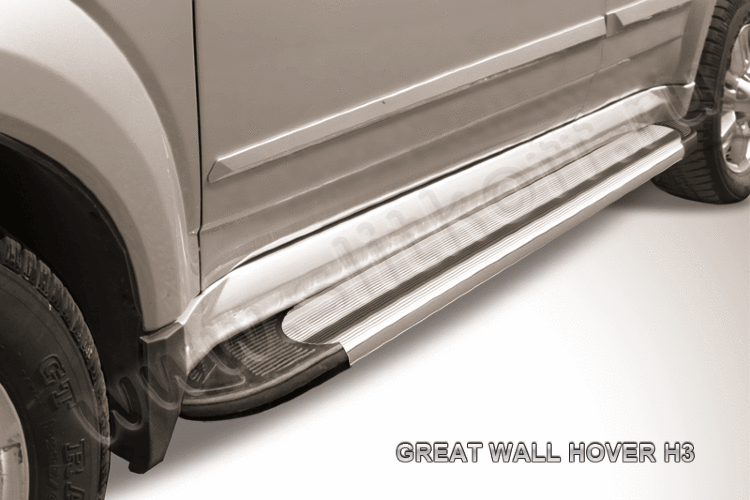 Пороги алюминиевые "Luxe Silver" на Great Wall Hover H3