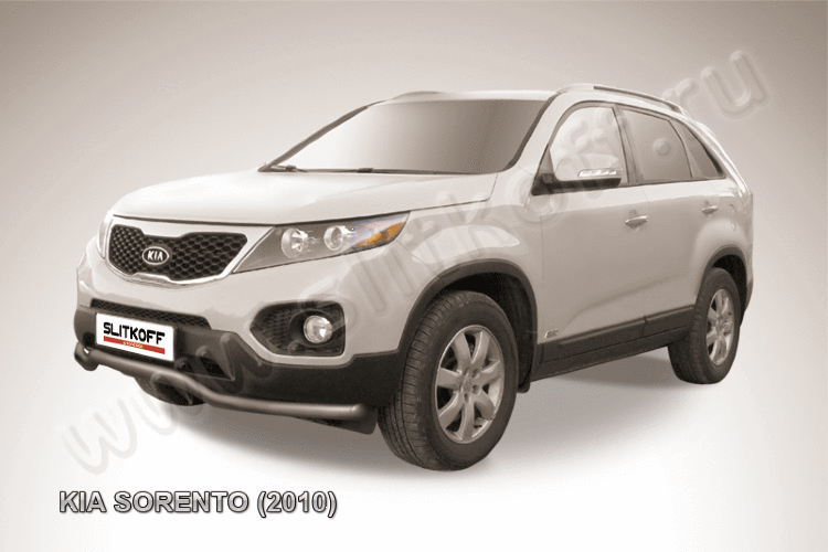 Защита переднего бампера d57 "волна" черная KIA Sorento (2010)