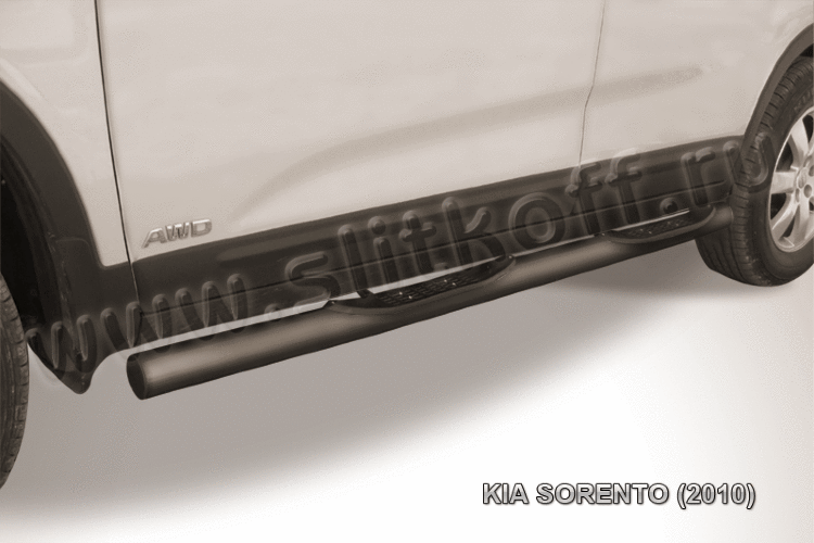 Защита порогов d76 с проступями черная KIA Sorento (2010)