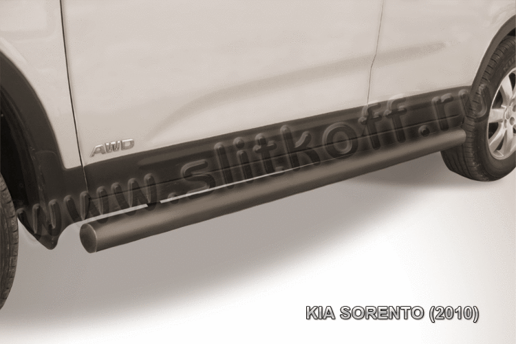 Защита порогов d76 труба черная KIA Sorento (2010)