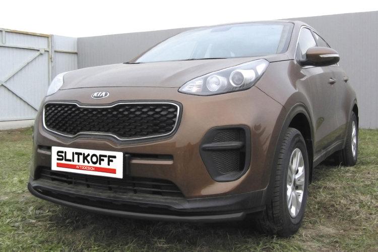 Защита переднего бампера d42 черная KIA Sportage (2016)