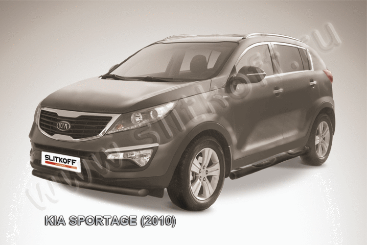 Защита переднего бампера d76 черная KIA Sportage (2010)