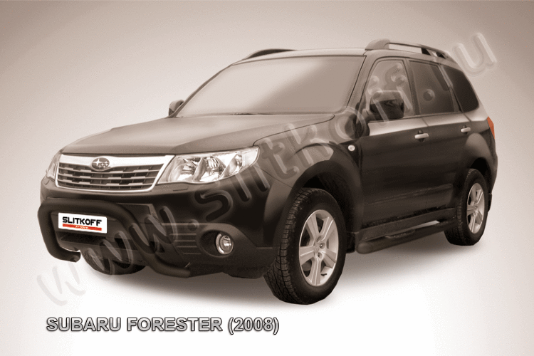 Кенгурятник d76 низкий "рама" черный Subaru Forester