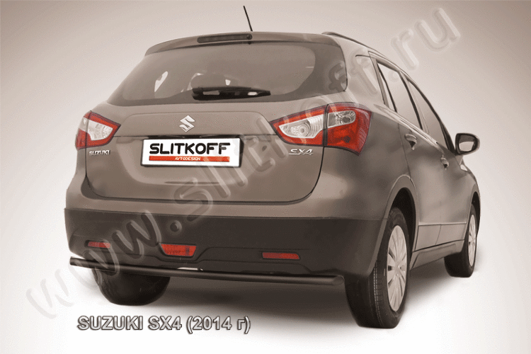 Защита заднего бампера d42 черная Suzuki SX-4 (2014)