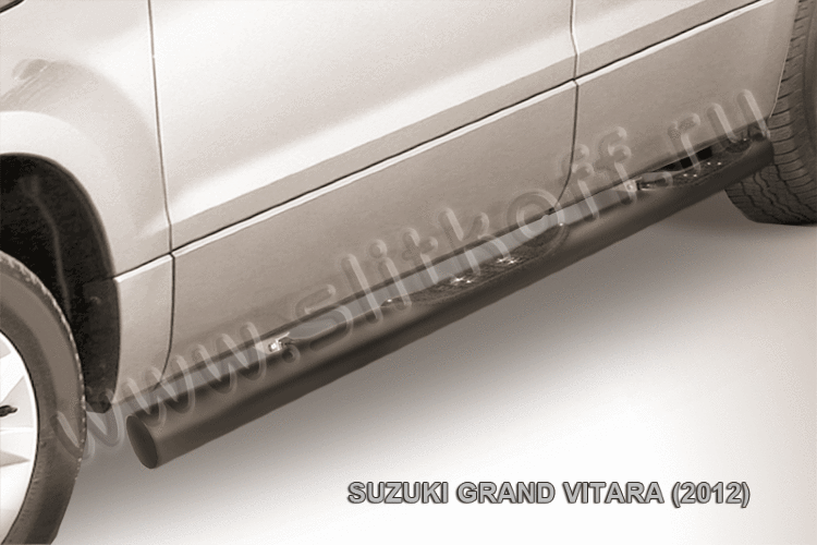 Защита порогов d76 с проступями черная Suzuki Grand Vitara (2012)