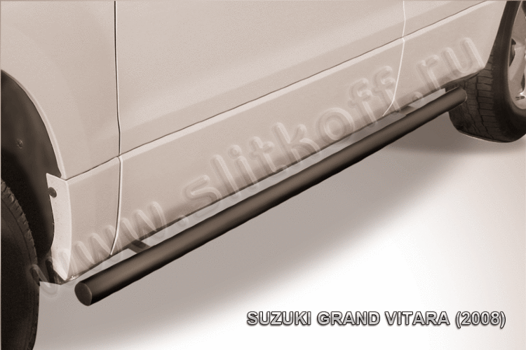 Защита порогов d76 труба черная Suzuki Grand Vitara (2008)