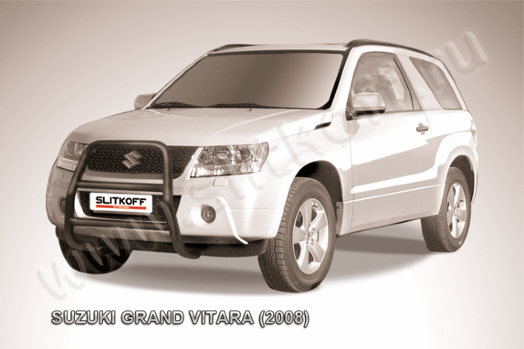 Кенгурятник d57 высокий черный Suzuki Grand Vitara (трехдверная 2008)