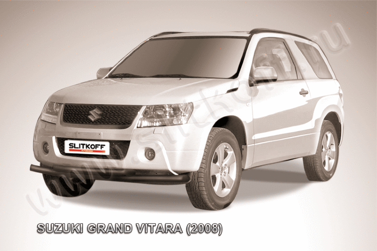 Защита переднего бампера d57+d57 двойная черная Suzuki Grand Vitara (трехдверная 2008)