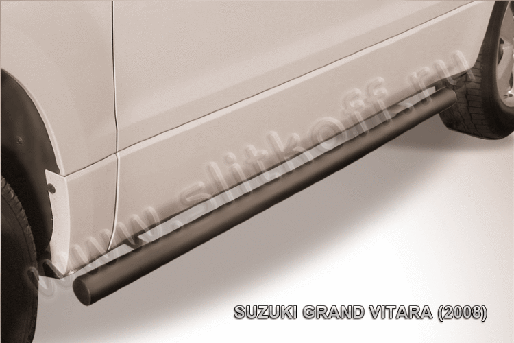 Защита порогов d76 труба черная Suzuki Grand Vitara (трехдверная 2008)