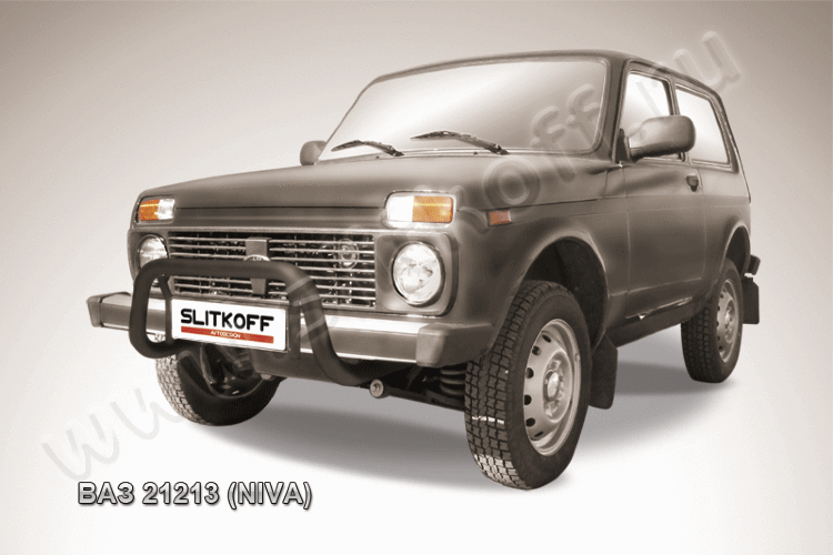 Кенгурятник d57 низкий черный Lada 4x4 (ВАЗ 21213 NIVA)