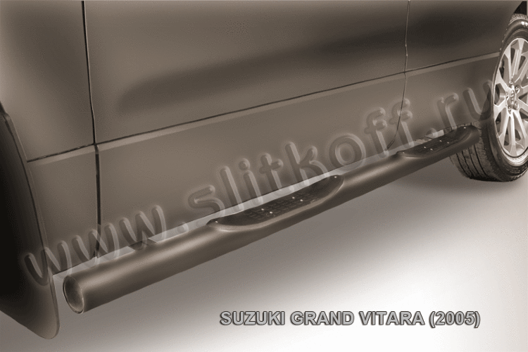 Защита порогов d76 с проступями черная Suzuki Grand Vitara (2005)