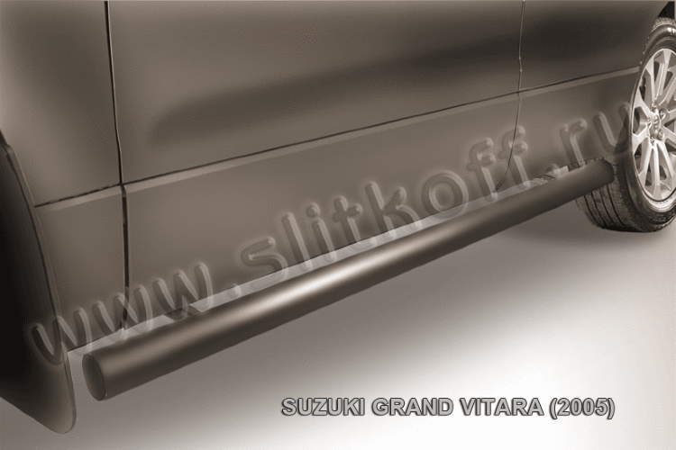 Защита порогов d76 труба черная Suzuki Grand Vitara (2005)