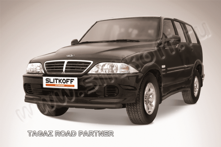 Защита переднего бампера d57 черная TAGAZ ROAD Partner