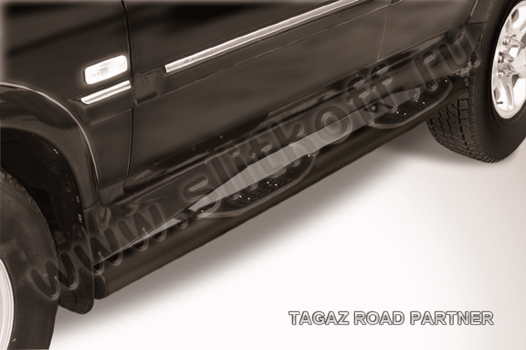 Защита порогов d76 с проступями черная TAGAZ ROAD Partner