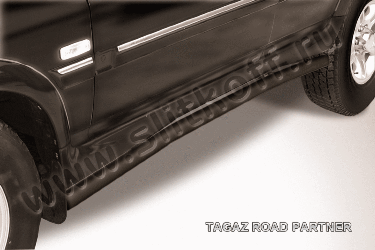 Защита порогов d57 с гибами черная TAGAZ ROAD Partner