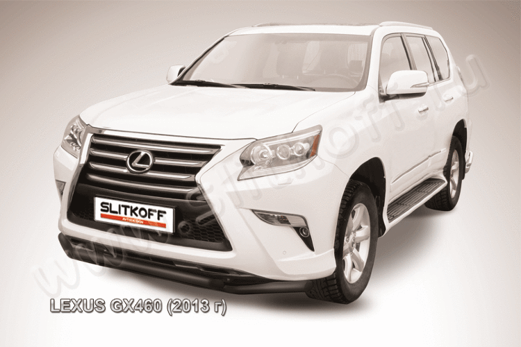 Защита переднего бампера d57+d57 двойная черная Lexus GX460 (2013)